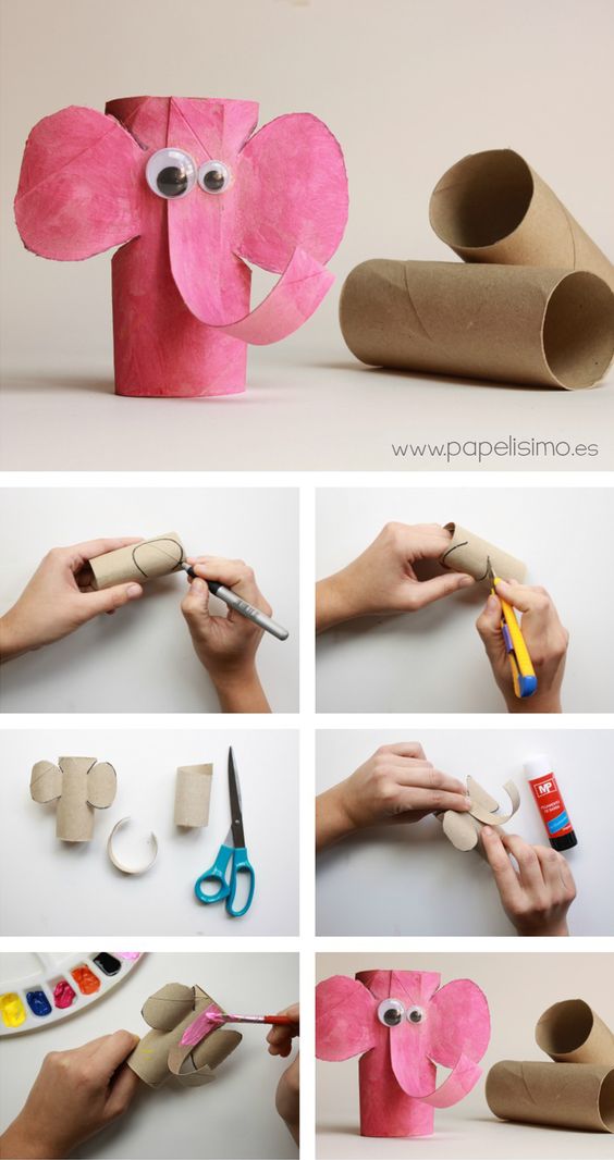 Tiny Elephant Paper Roll Crafts 