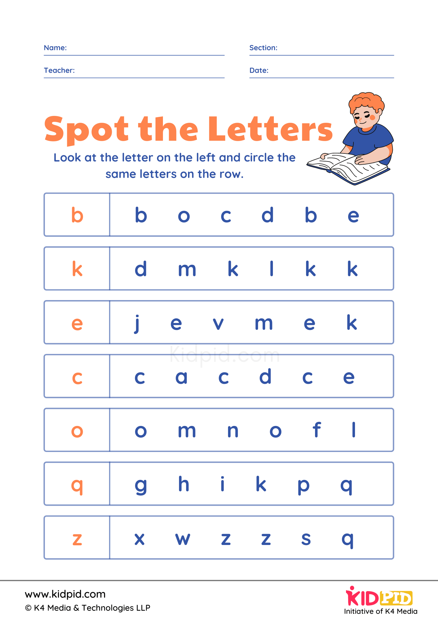 Letter Find Worksheets For Preschoolers