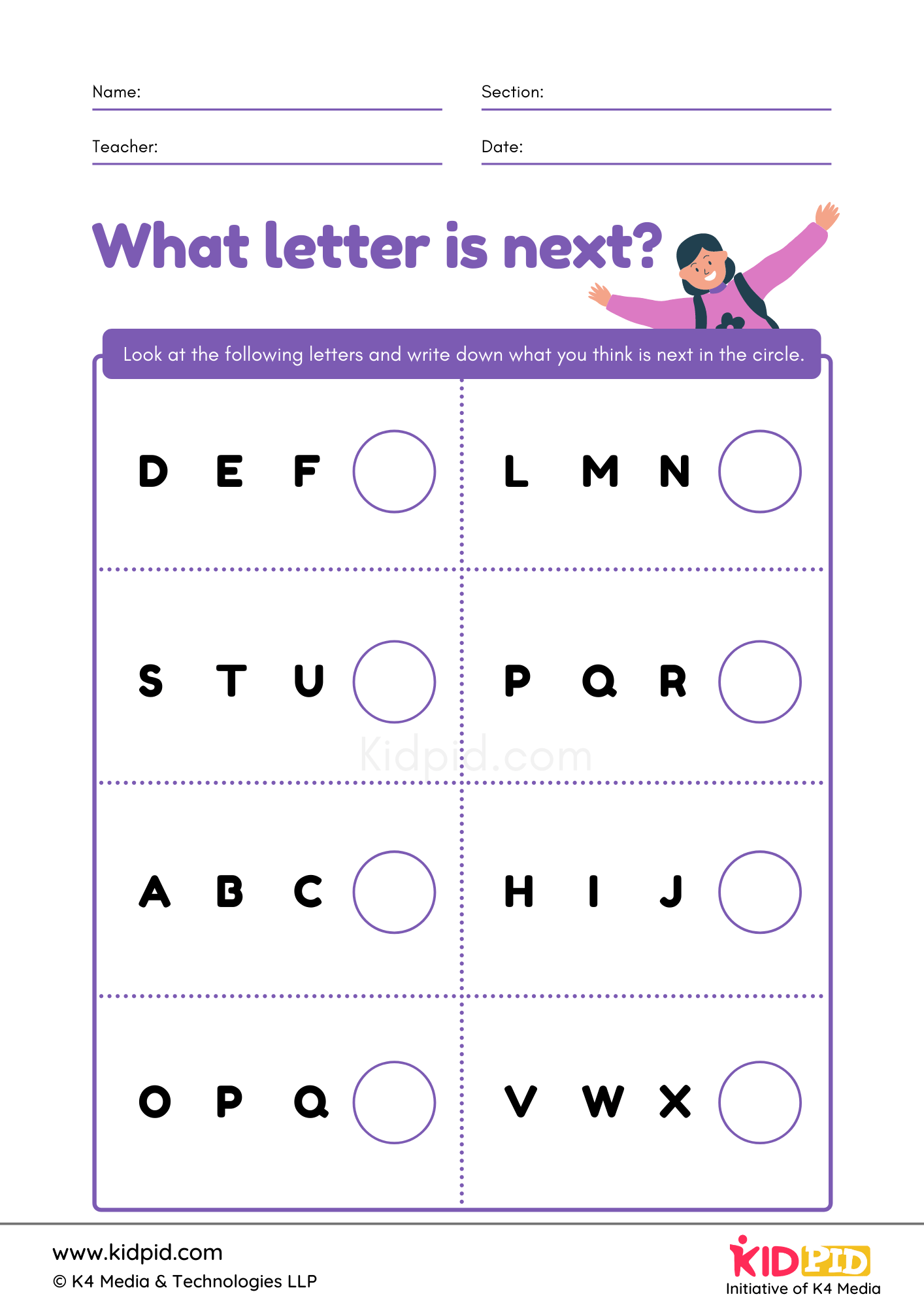 Letter Sequence Worksheet Kindergarten