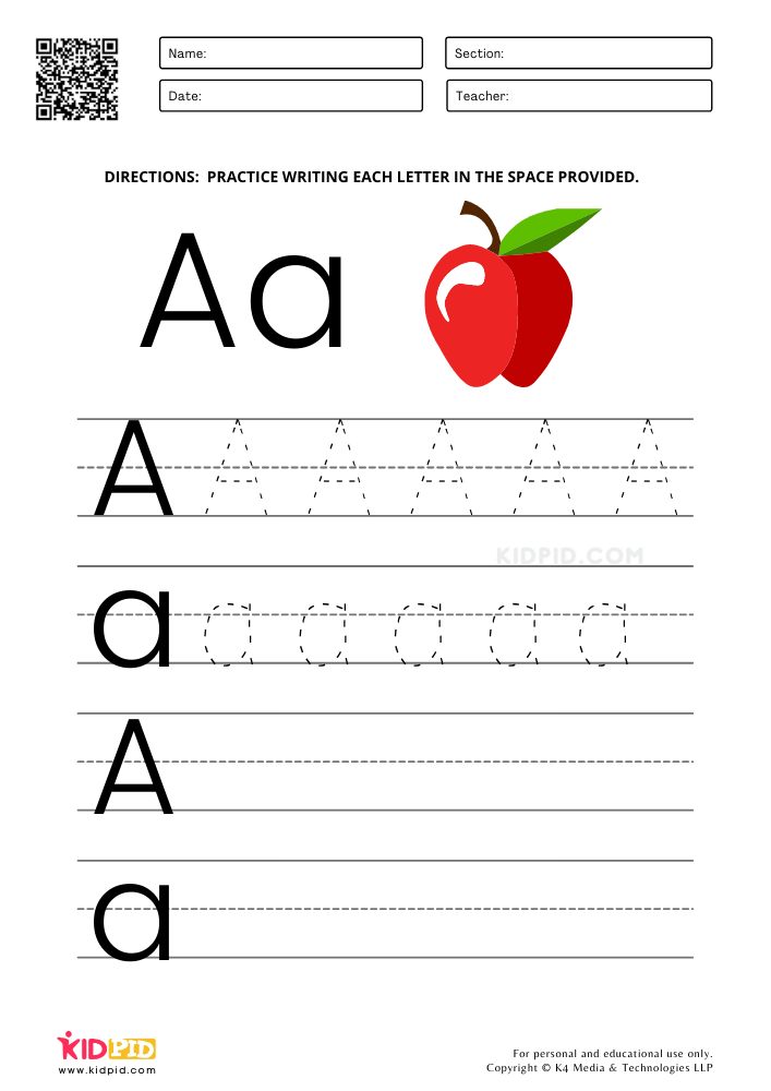 A to Z Alphabet Writing Practice Book - Free Tracing Printables - Kidpid