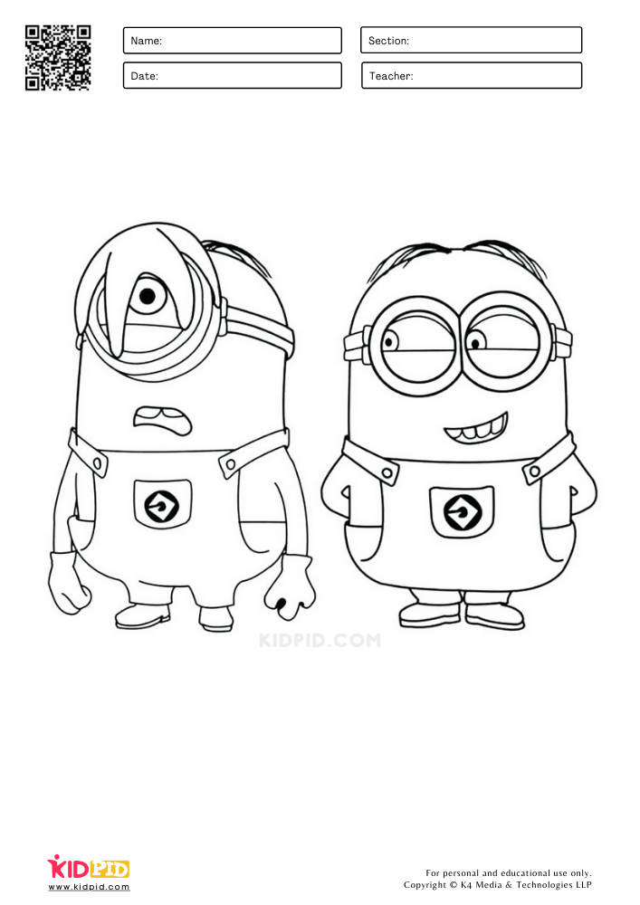 simple minion coloring pages for preschoolers