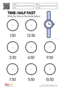 clocks half past worksheets for kids kidpid