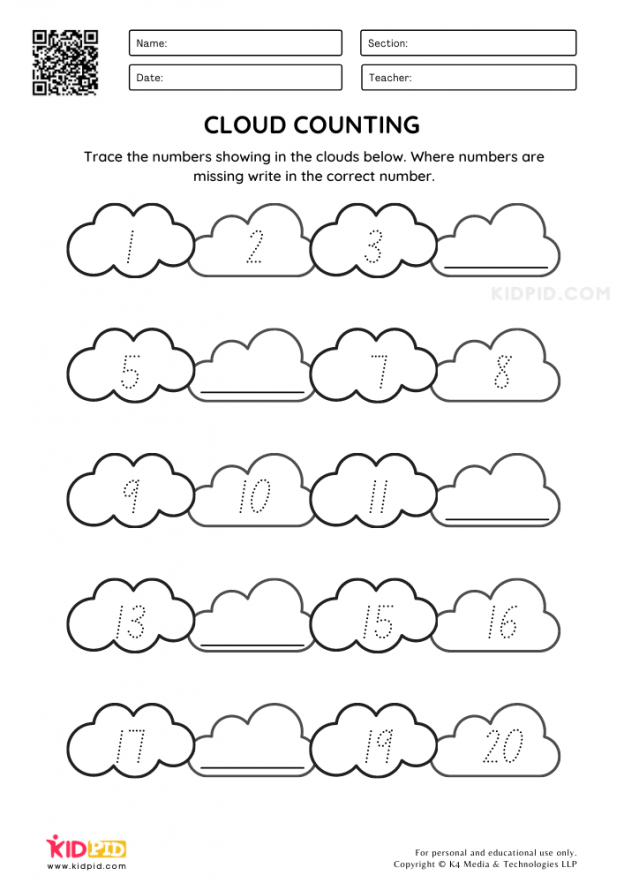 Cloud Counting Worksheets For Kids Kidpid