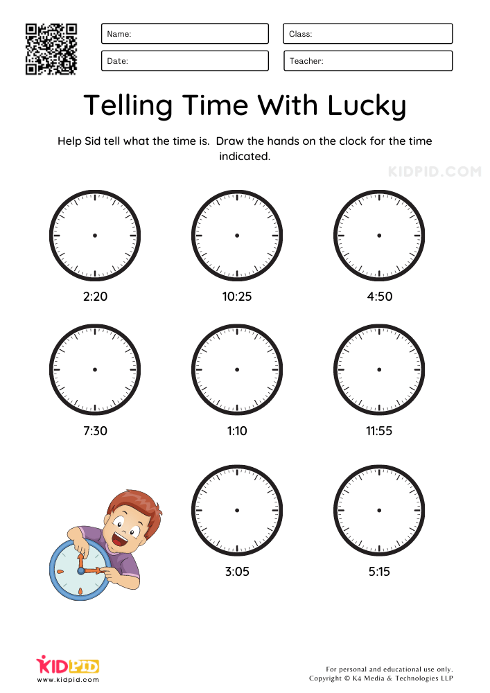 Telling Time Worksheets for Kids - Kidpid