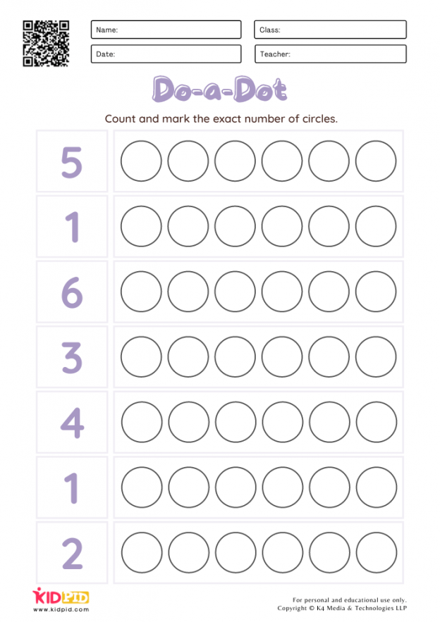 Roll And Dot The Number Worksheet