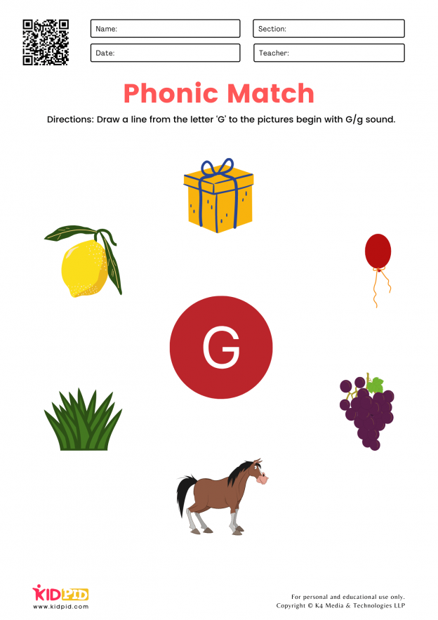 Phonic Match Worksheets for Kids - Kidpid