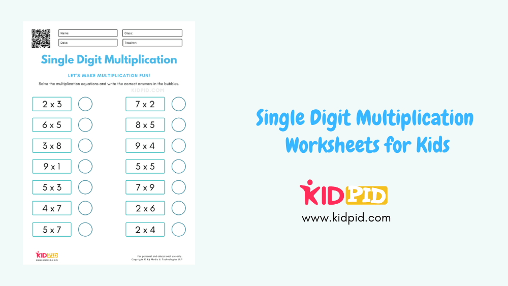 Single Digit Multiplication Worksheets For Kids Kidpid