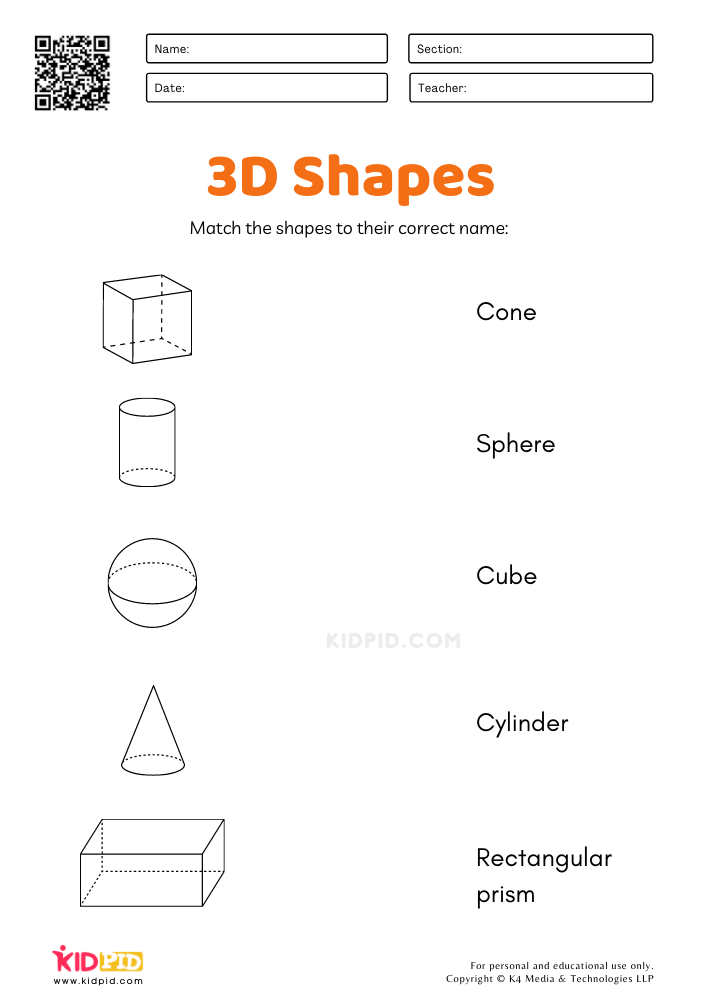 3d shape worksheet for grade 1