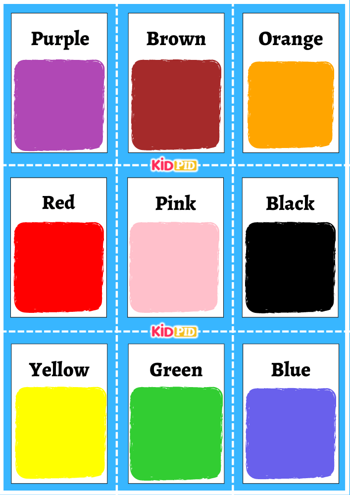 Free Printable Colors Chart Flashcards For Kids Flashcards For Kids