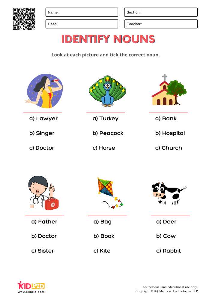 Nouns Worksheets Kindergarten