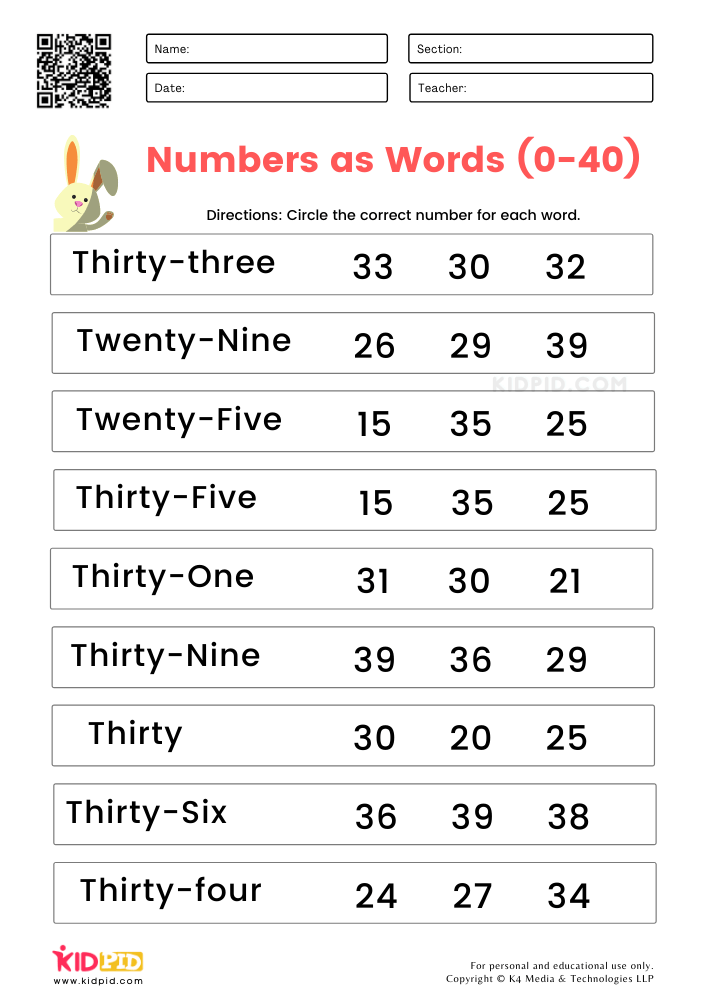 Worksheets Numbers For Grade 1 Printable