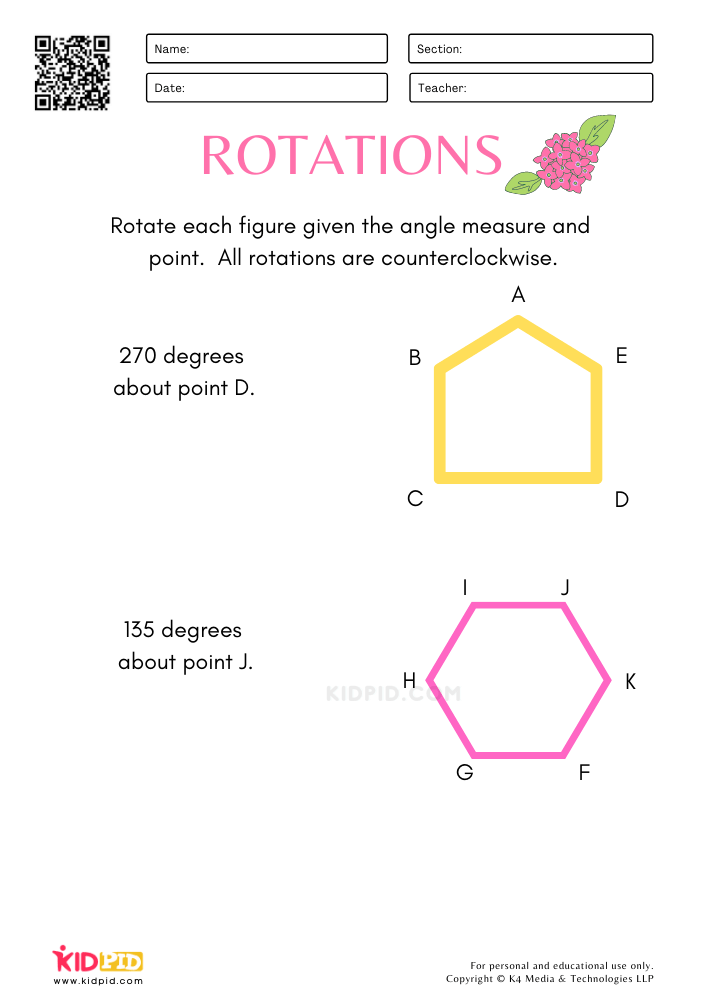 Rotations on Paper Math Worksheets - Kidpid