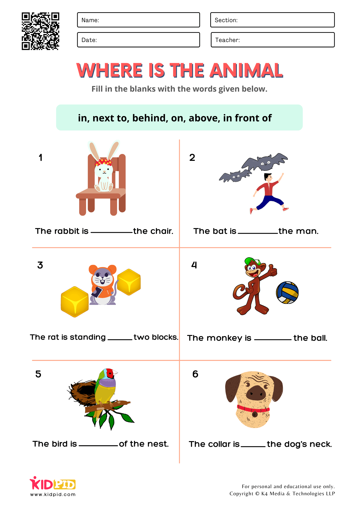 prepositions for kindergarten worksheets