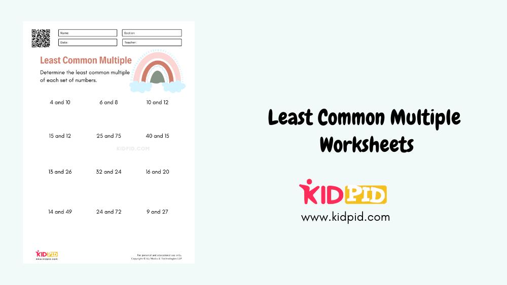 Least Common Multiple Worksheets Kidpid