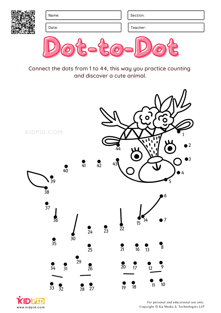 Printable Connect The Dots For Kindergarten