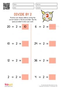 Divide by 2 Printable Worksheets - Kidpid