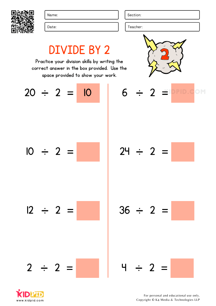 Divide By 2 Printable Worksheets Kidpid