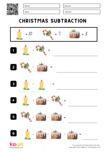Christmas Subtraction Printable Worksheets for Grade 1 - Kidpid