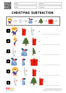 Christmas Subtraction Printable Worksheets for Grade 4 - Kidpid