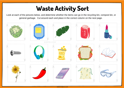 Recycling Sorting Activity Worksheets - Kidpid