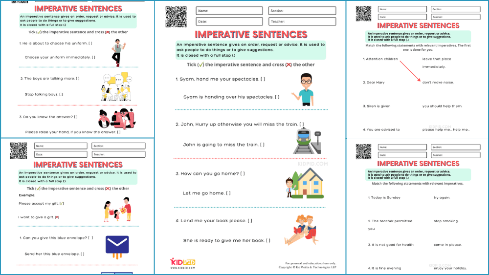 Imperative Sentence Free Printable Worksheets for Grade 1 - Kidpid