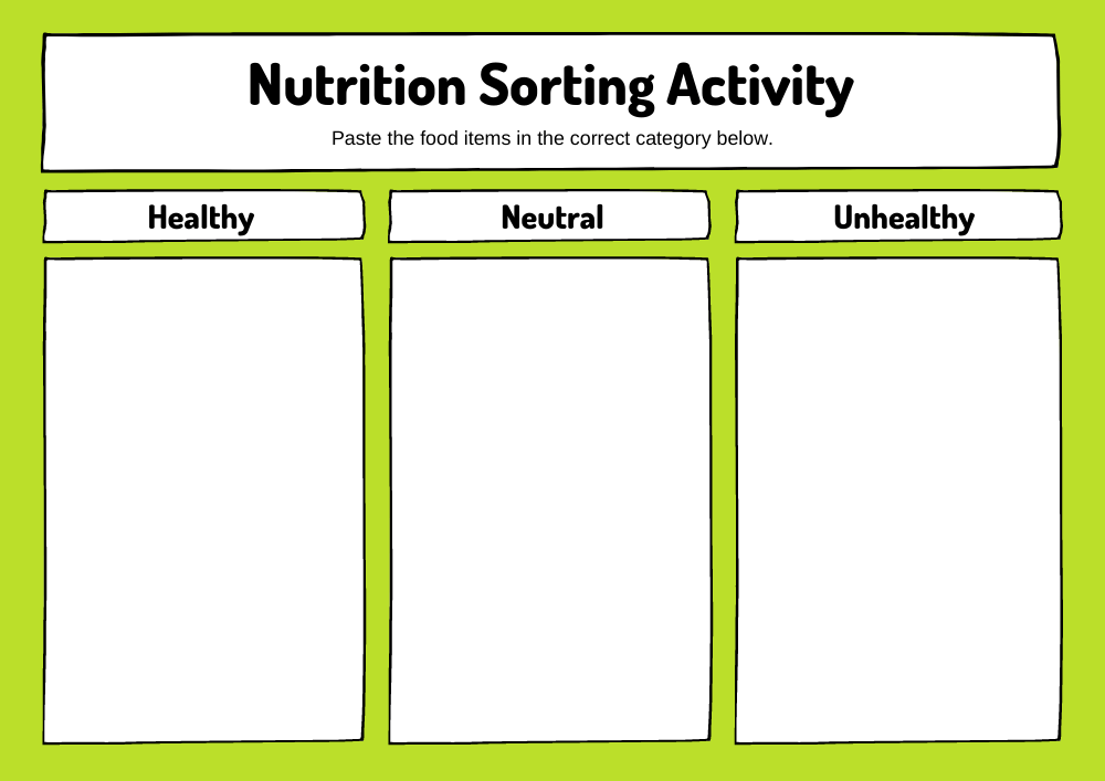 NUTRITION 1. Activities. Page 1 worksheet