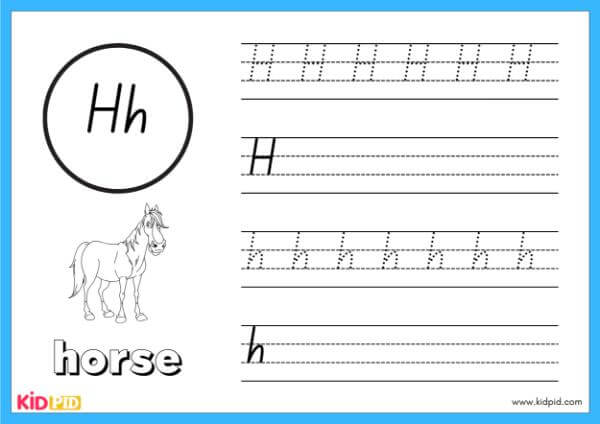 Trace H - Alphabet Animals Handwriting Book