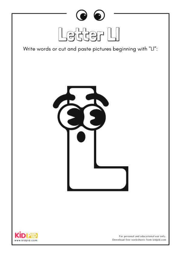 Letter Ll - Alphabet Collage Book For Kindergarten