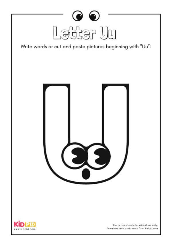 Letter Uu - Alphabet Collage Book For Kindergarten