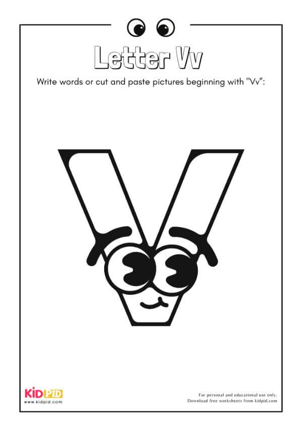Letter Vv - Alphabet Collage Book For Kindergarten