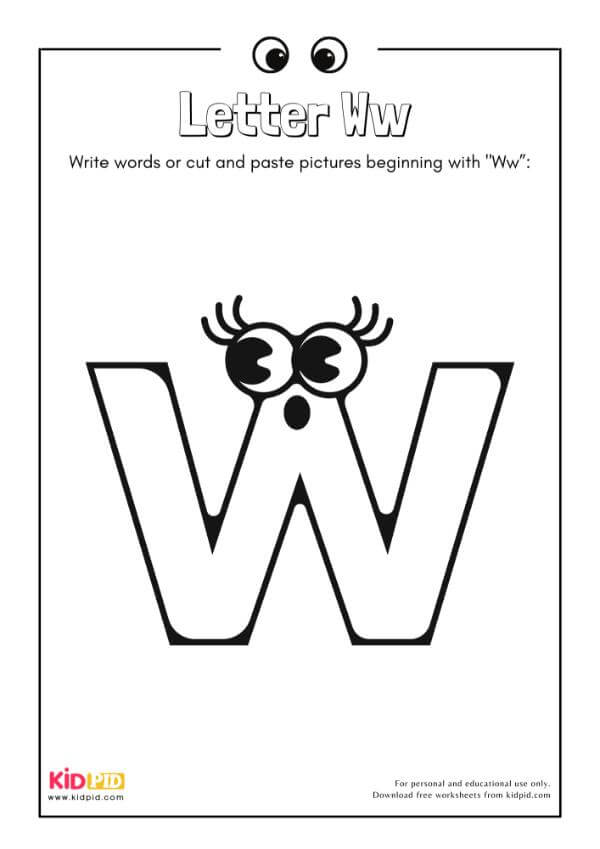 Letter Ww - Alphabet Collage Book For Kindergarten