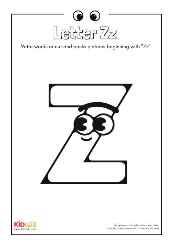 Letter Zz - Alphabet Collage Book For Kindergarten