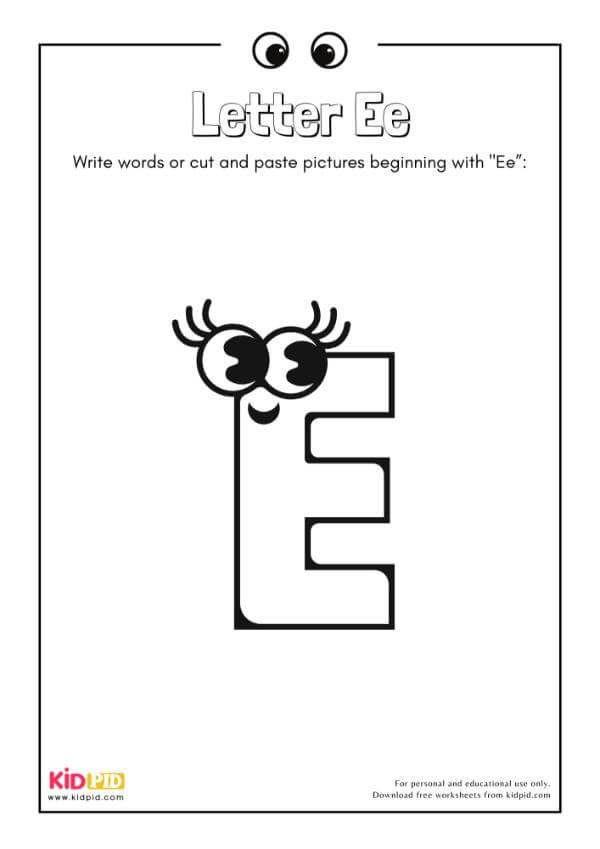 Letter Ee - Alphabet Collage Book For Kindergarten