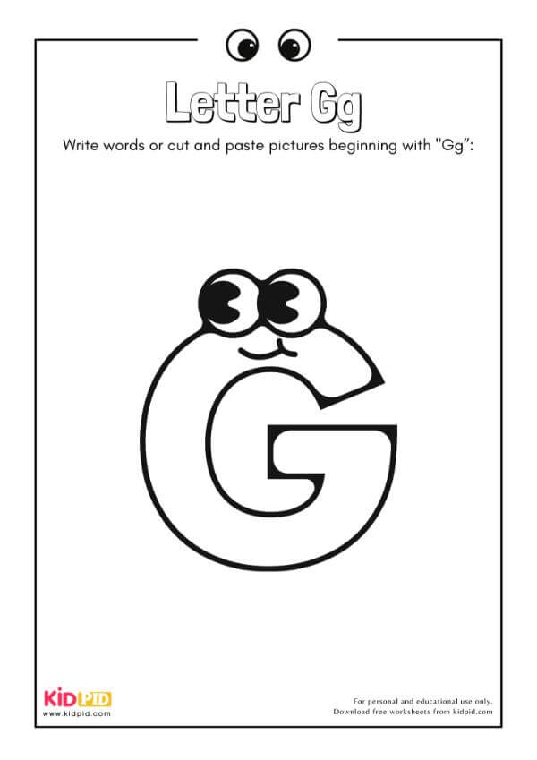 Letter Gg - Alphabet Collage Book For Kindergarten