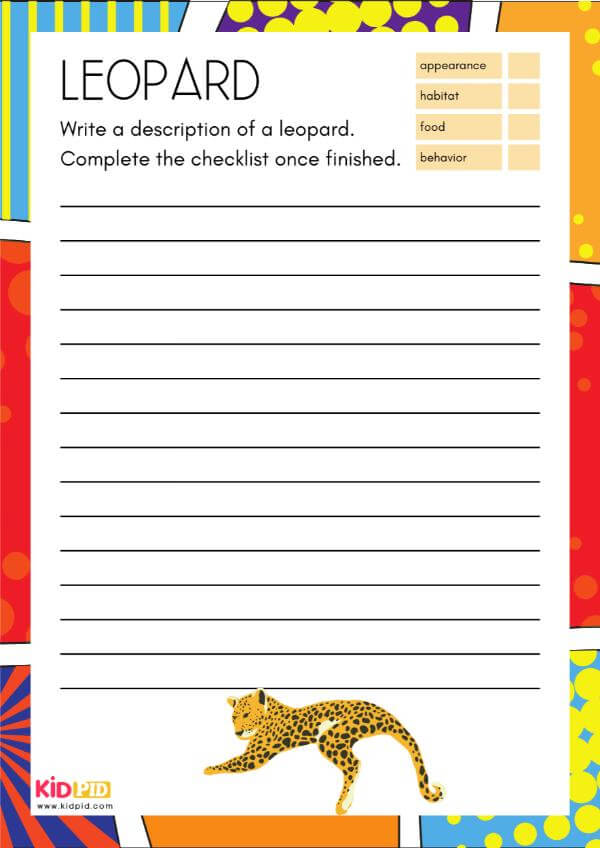 Leopard - Animal Description Writing Worksheet