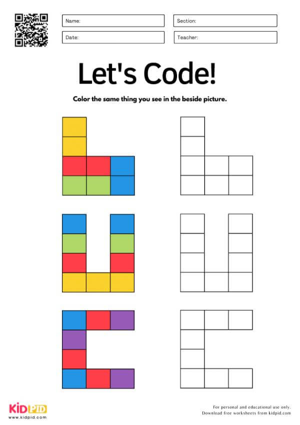Color Coding Worksheet