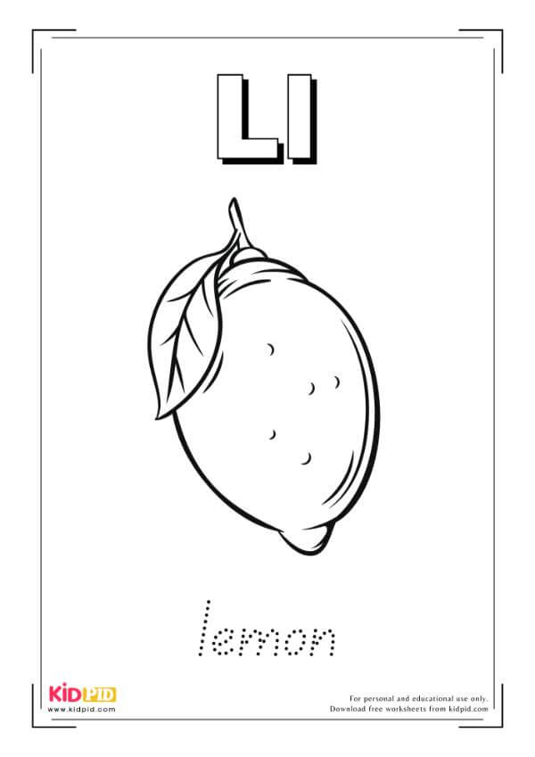 L For Lemon - Food Alphabet Coloring Book