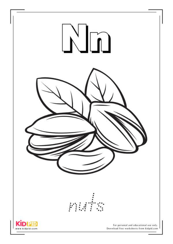 N For Nuts - Food Alphabet Coloring Book
