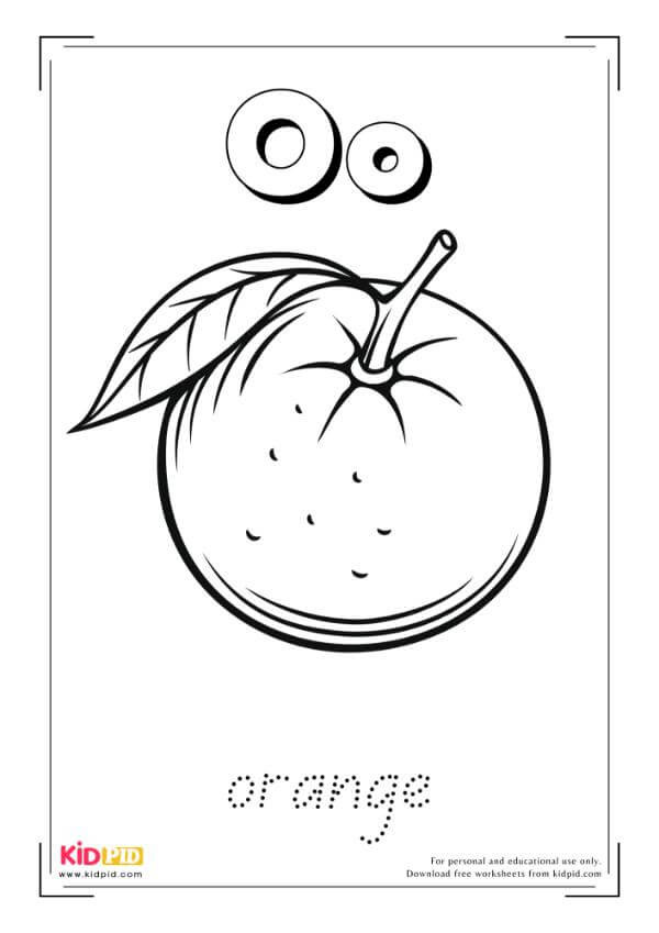 O For Orange - Food Alphabet Coloring Book