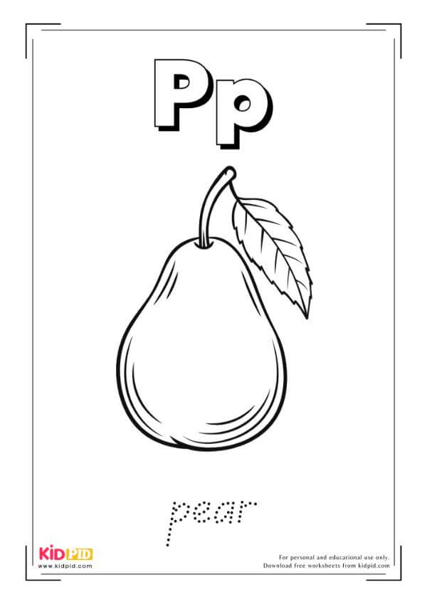 P For Pear - Food Alphabet Coloring Book