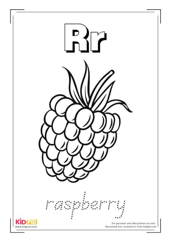 R For Raspberry - Food Alphabet Coloring Book