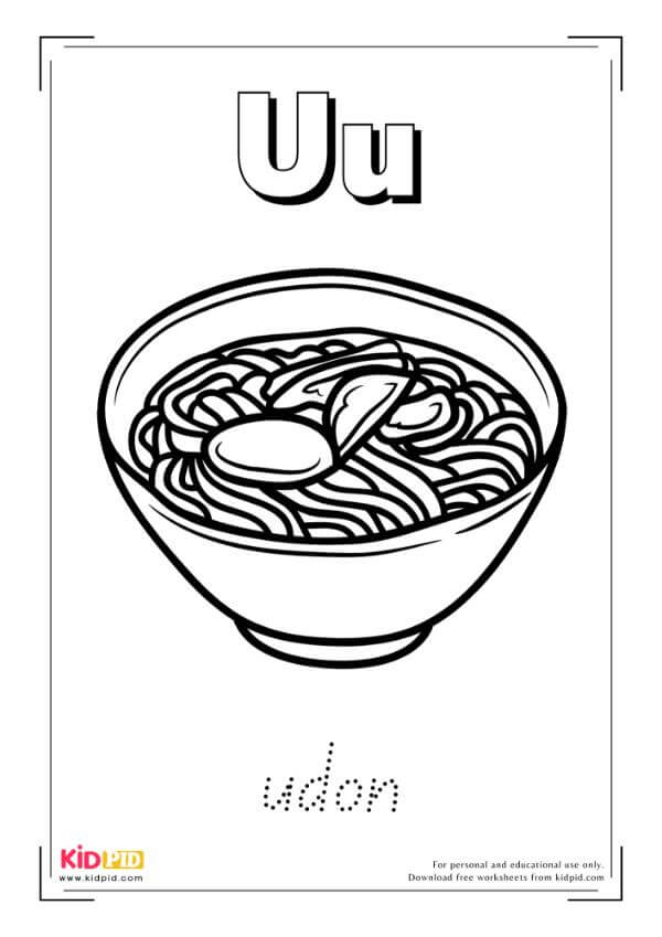 U For Udon - Food Alphabet Coloring Book