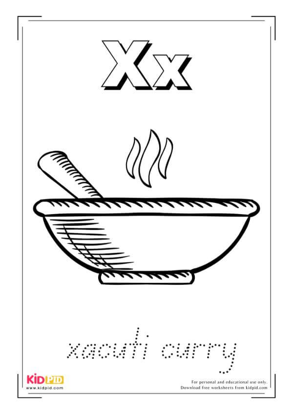 X For Xacuti Curry - Food Alphabet Coloring Book