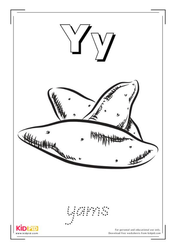Y For Yams - Food Alphabet Coloring Book