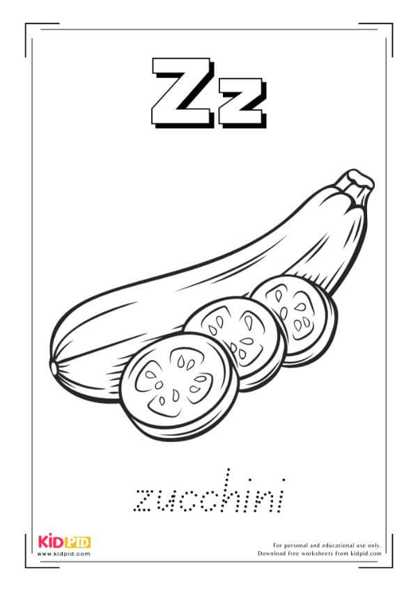 Z For Zucchini - Food Alphabet Coloring Book