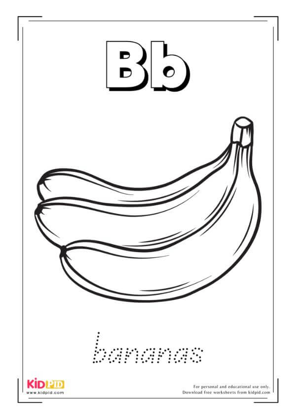 B For Bananas - Food Alphabet Coloring Book