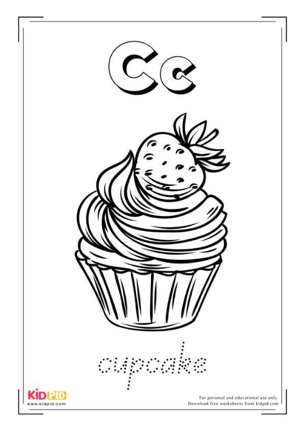 C For Cupcake - Food Alphabet Coloring Book