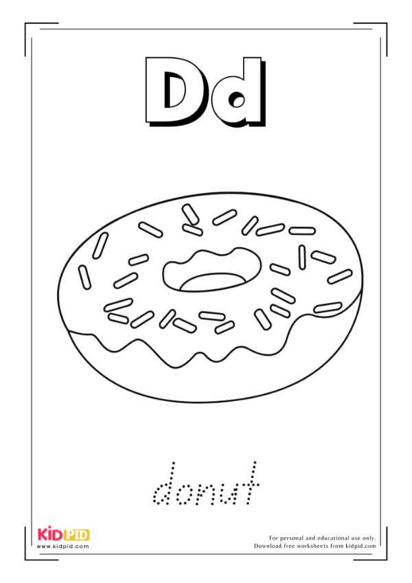 D For Donut - Food Alphabet Coloring Book
