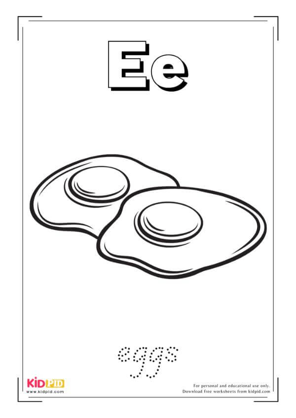 E For Eggs - Food Alphabet Coloring Book