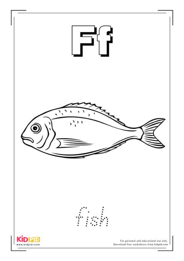 F For Fish - Food Alphabet Coloring Book